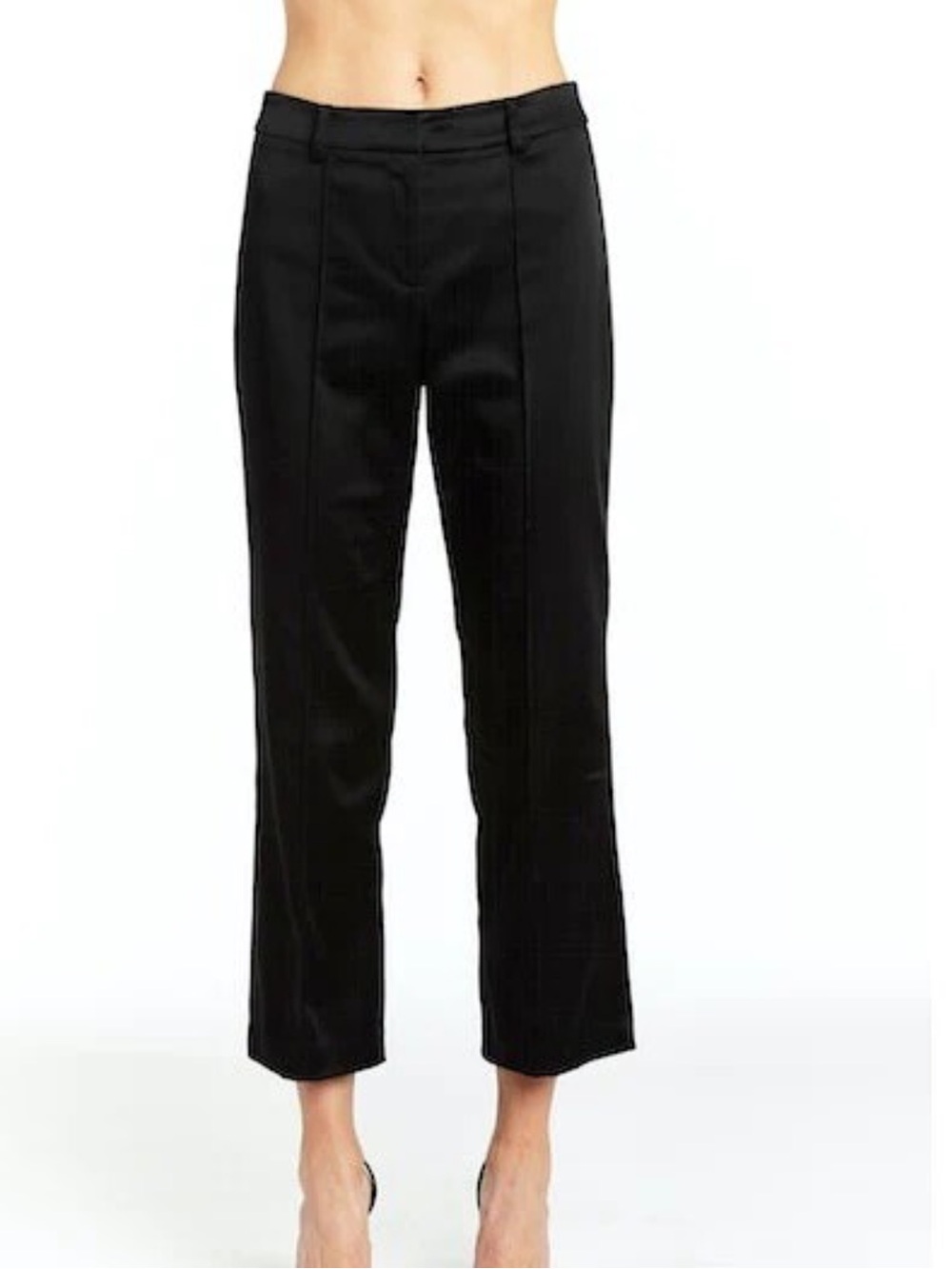DREW Black Cropped Satin Trousers